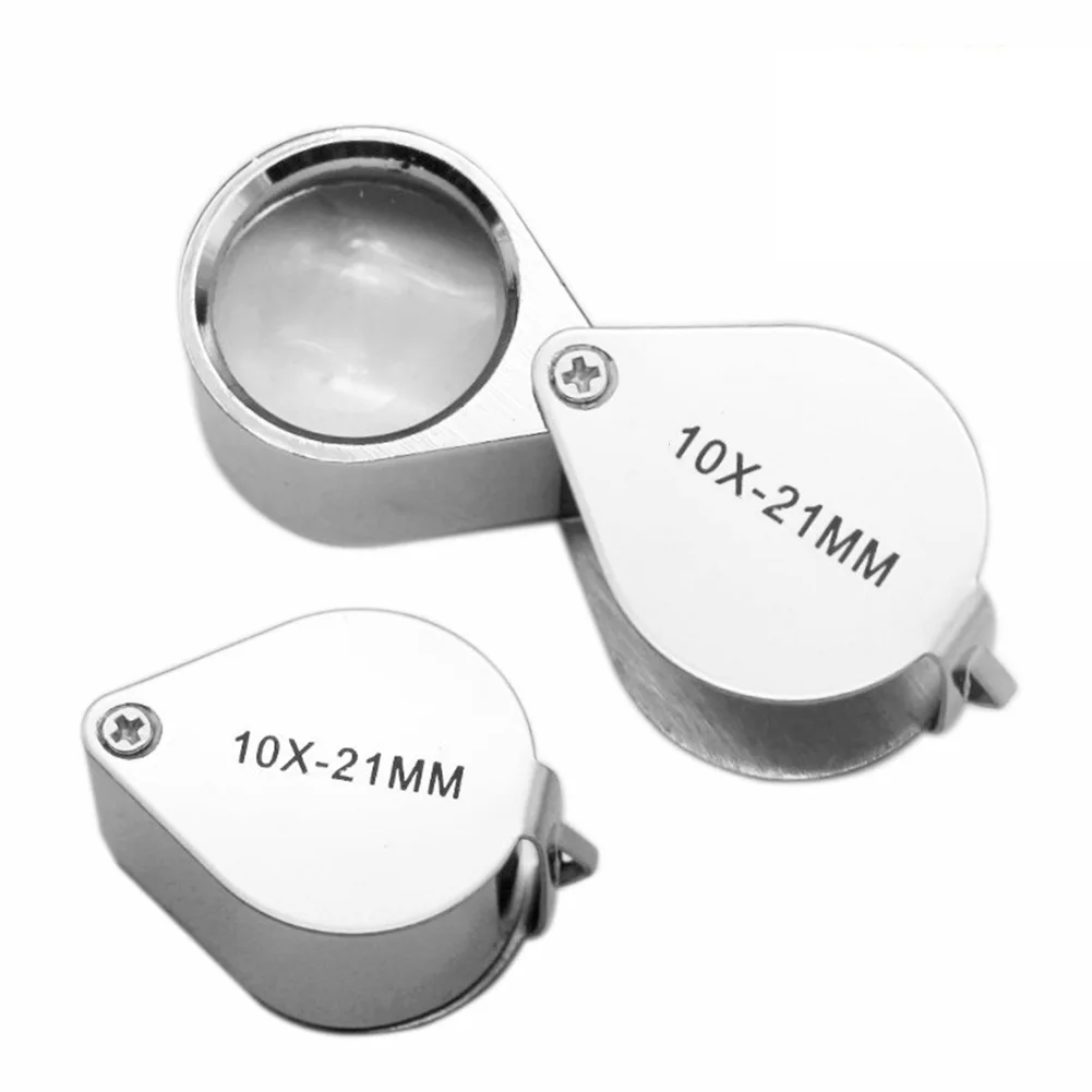 

21mm Magnifier Storage Box Foldable Jewellers Loupe PORTABLE Silver Tiny
