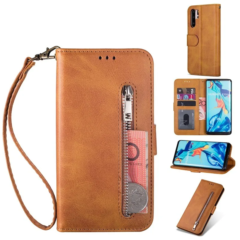 zipper wallet case for huawei p40 pro p20 lite p30 mate 10 20 lite p smart plus y6 y7 2019 leather magnet flip stand phone cover free global shipping