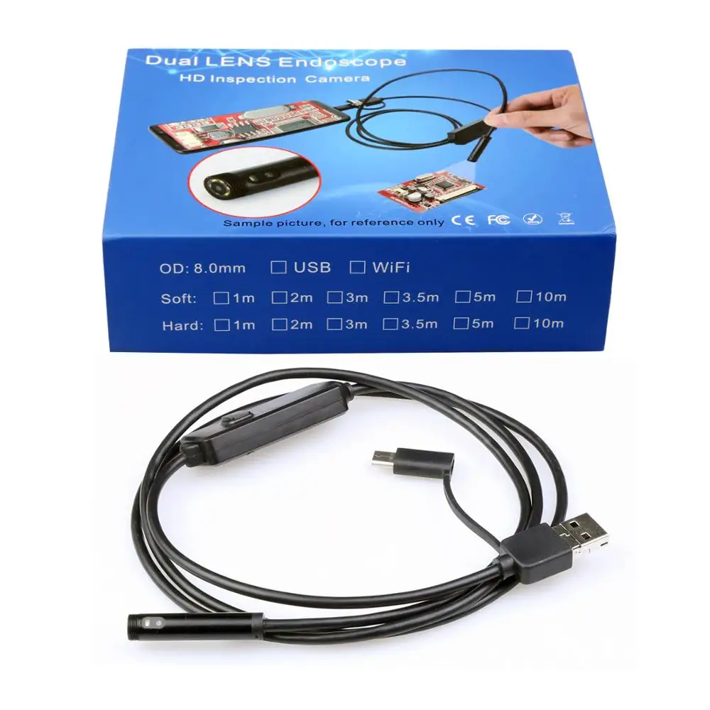 Endoscope Camera 8MM 3 in 1 USB Dual (Front/Side View Camera) Pipe Borescope For Android PC | Безопасность и защита