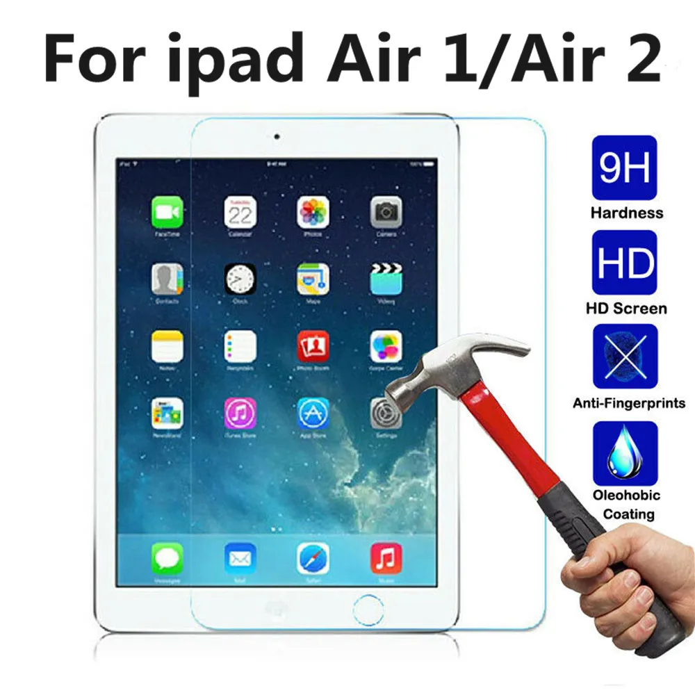 

9H закаленное стекло для защиты экрана для ipad Air 1 2 2017 2018 9,7 дюймов Pro 9,7 без пузырьков от царапин HD прозрачная защитная пленка