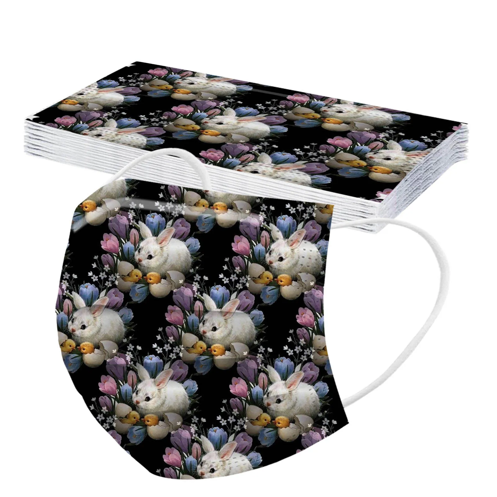 

10PCS Unisex Adult Disposable Easter Rabbit Printed 3Ply Protective Face Mask For Adults Halloween Cosplay Mascarillas маски