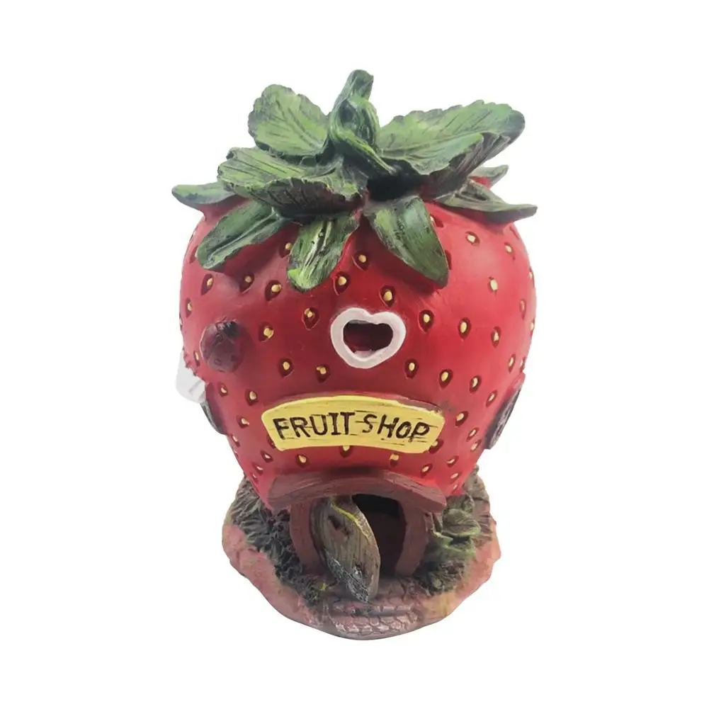 

Strawberry Fairy House Ornament Waterproof Sunscreen Solar Powered Light Garden Statue Outdoor Courtyard Lawn Home Decoration