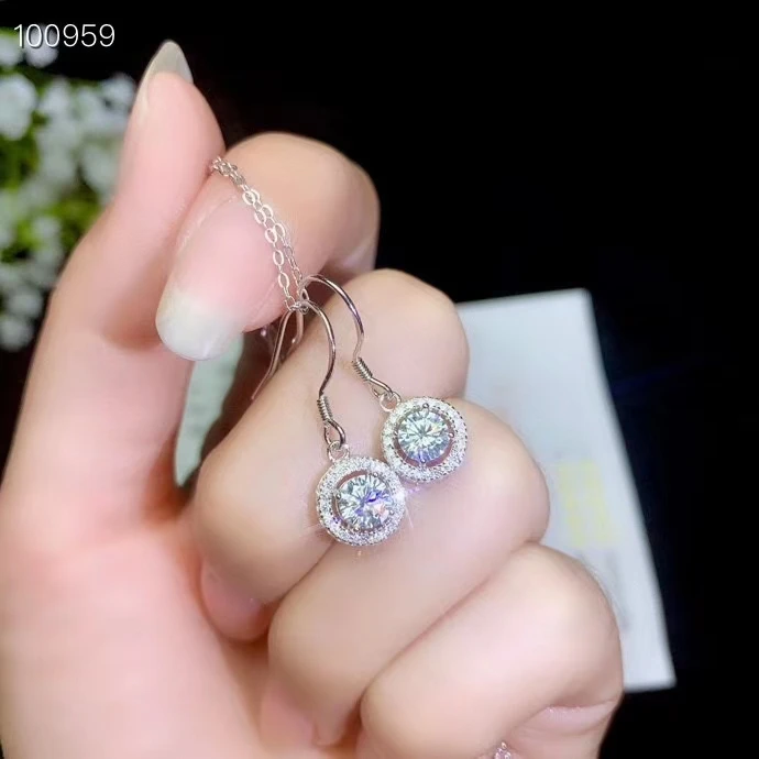

MDINA attractive shiny moisanite dangling earrings 925 sterling silver hook earrings women earrings New year gift sparkling