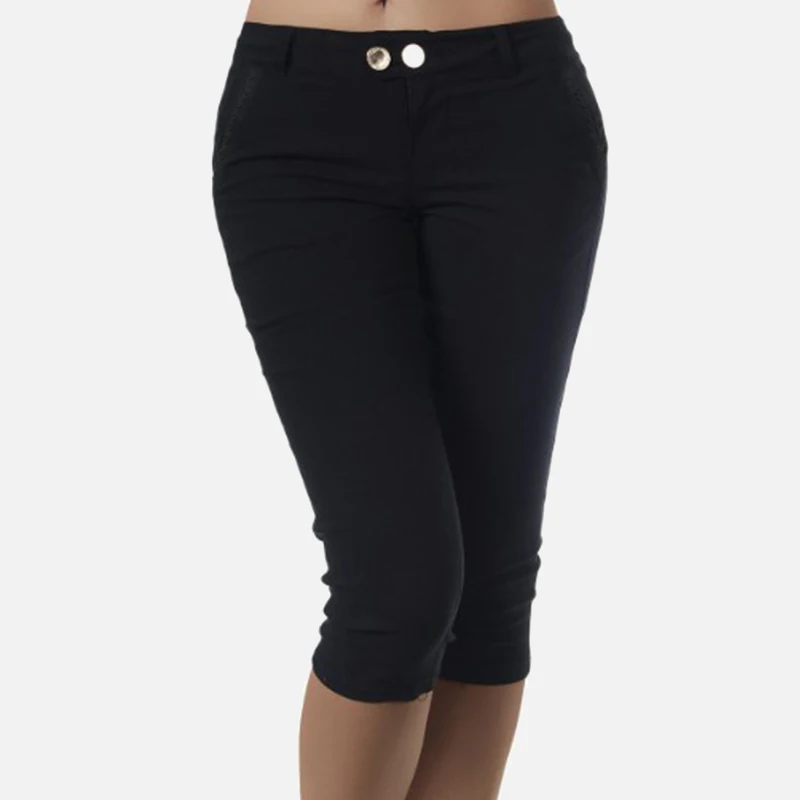 

Summer Skinny Women's Pencil Calf-Length Pants Plus Size 5XL Pocket Lady Pant 2021 Spring Solid Streetwear Casual Female Bottom