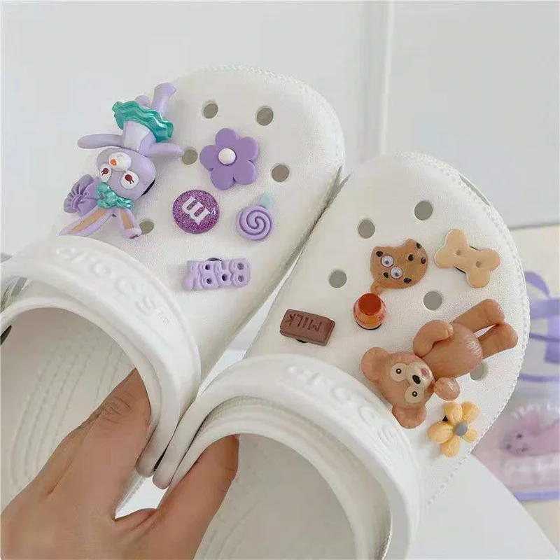 

New Cute Shoes Accesories Rhinestone Bling Croc Charms Metal Chain Crocs Shoe Decorations Diy Buckle Pearl Shoes Flower 2021