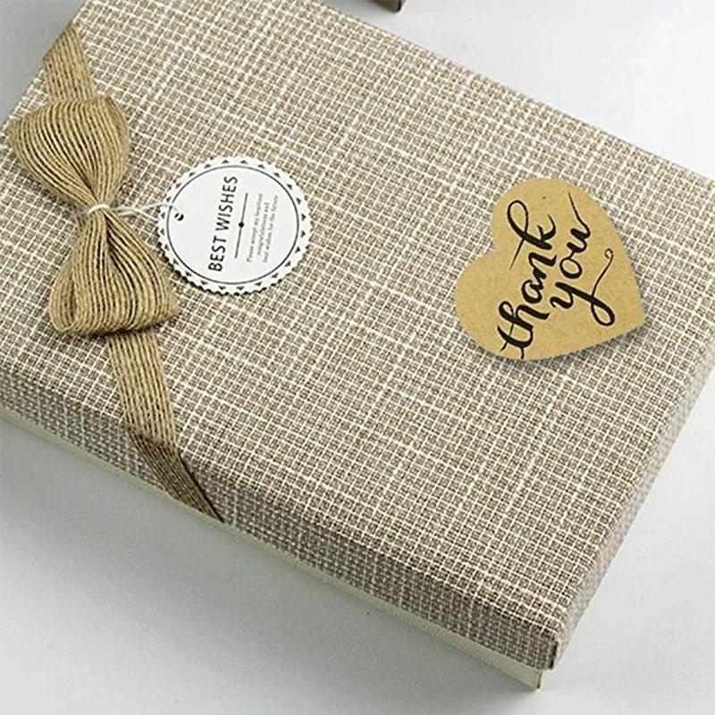 Форма сердца спасибо натуральный крафт-наклейки этикетки для печати Скрапбукинг