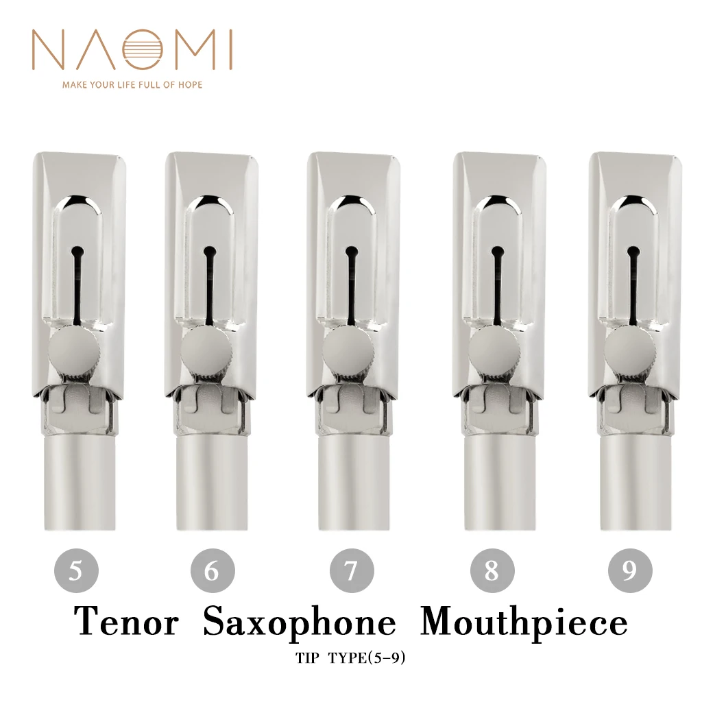 NAOMI Tenor Saxophone Mouthpiece Tip Type (5-9) w/Metal Cap Ligature Black Cushion Sliver Plated Nice Sound Sax Accessories