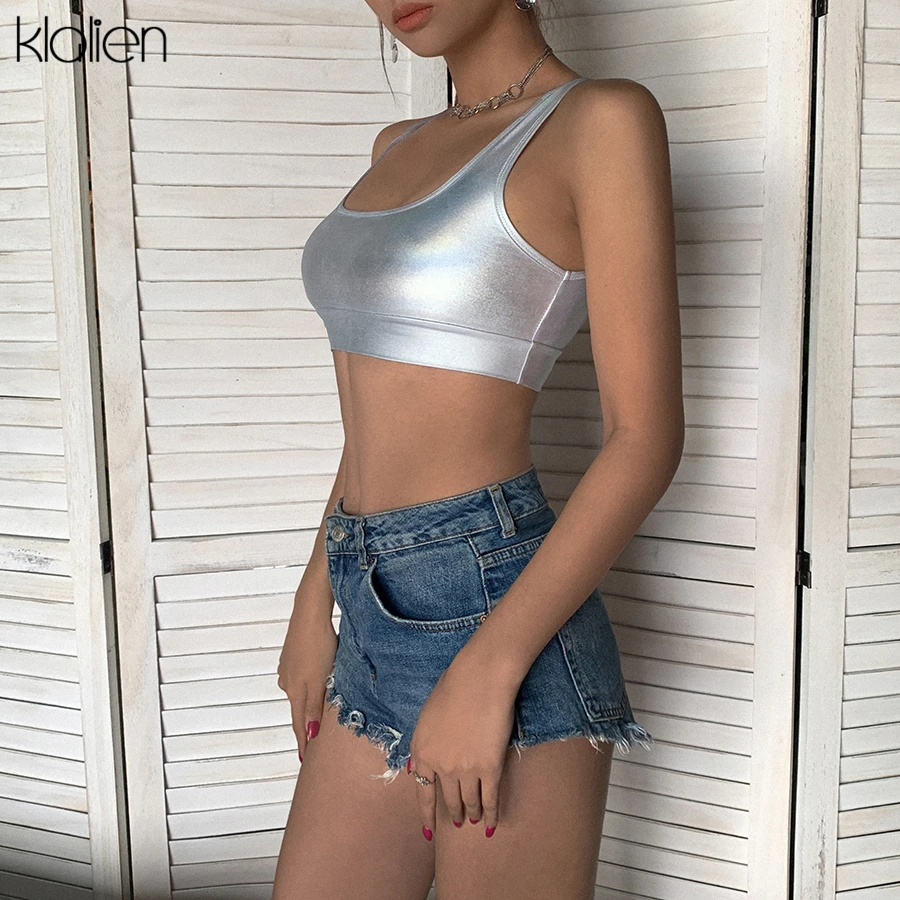 Klanien сексуальный камзол + серебряные шорты лето 2020 новые костюмы женские