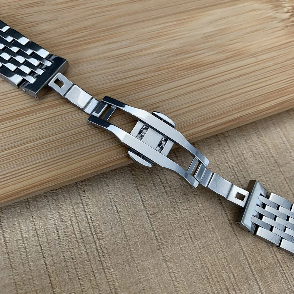 Stainless Steel Curved End Solid Metal Watchband 19mm Silver For TISSOT Watch band 1853 T41 T006T4  Bracelet Strap