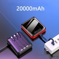 20000mah mini power bank built in cable portable charger full screen digital display powerbank external battery pack power bank
