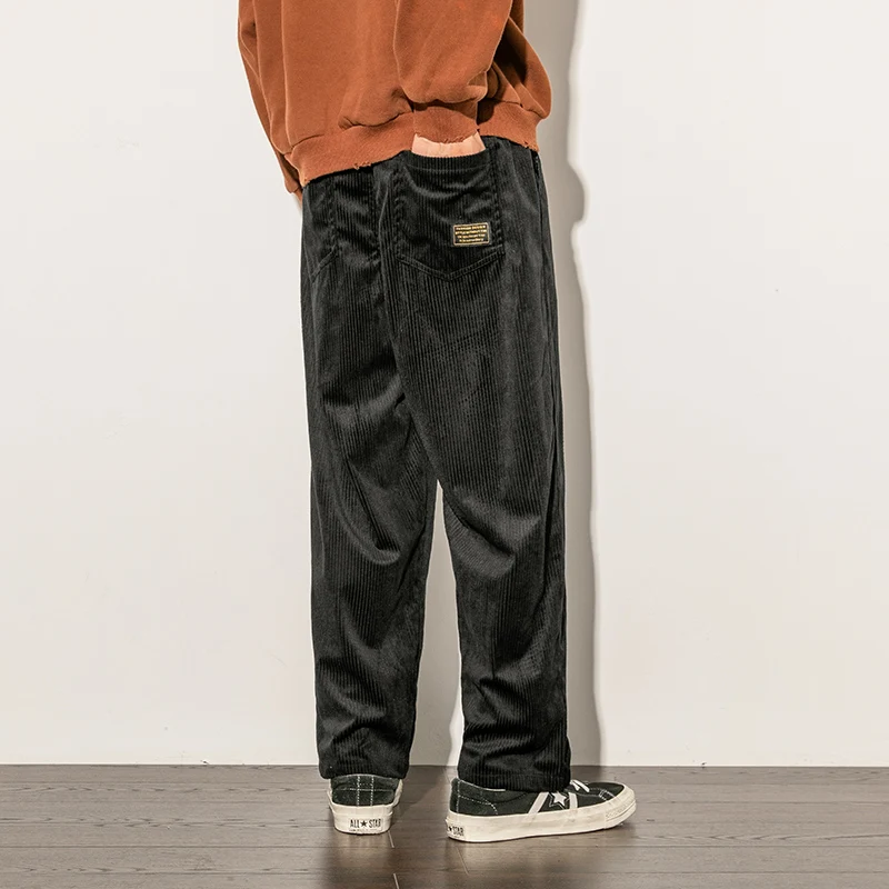 

Corduroy Pants Men Spring Autumn pants casual loose staight trousers mens Elastic waist sport pant male trousers M-5XL