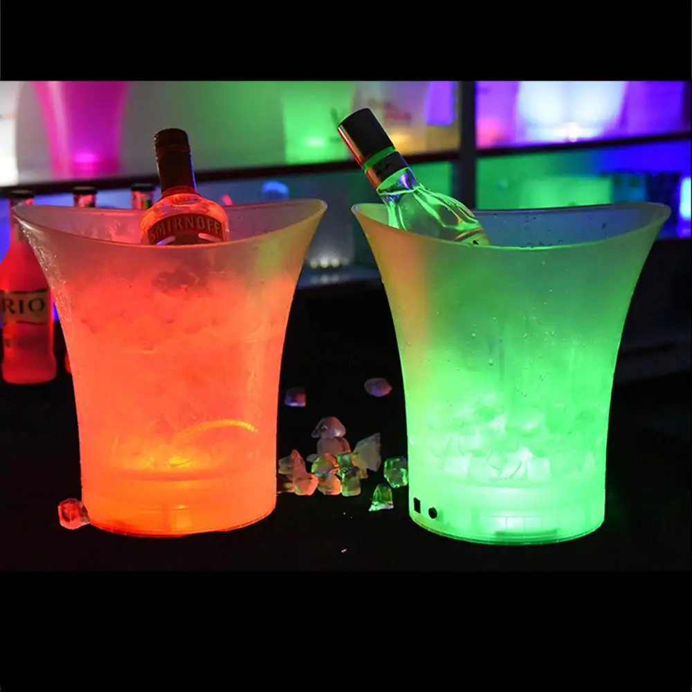 

Plastic ice bucket waterproof 6-color bar nightclub LED luminous champagne beer bucket bar nightclub ice bucket