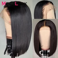 glueless bob wig brazilian straight short lace front human hair wigs for black women pre plucked with baby hair remy hair