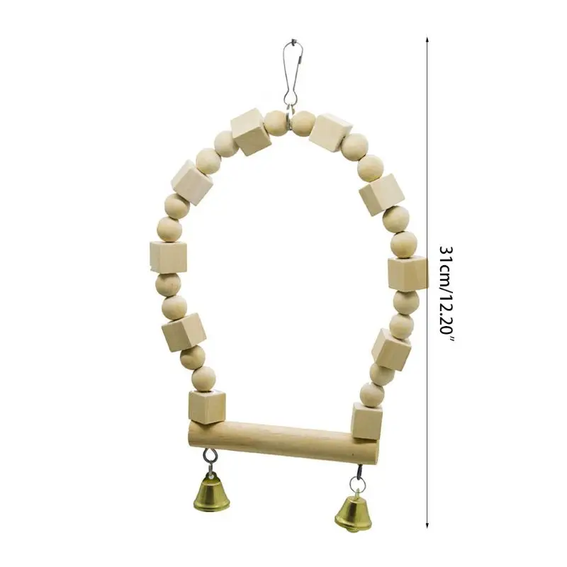 

Wooden Bird Swing Perch Parrot Hanging Toy for Small Sized Birds