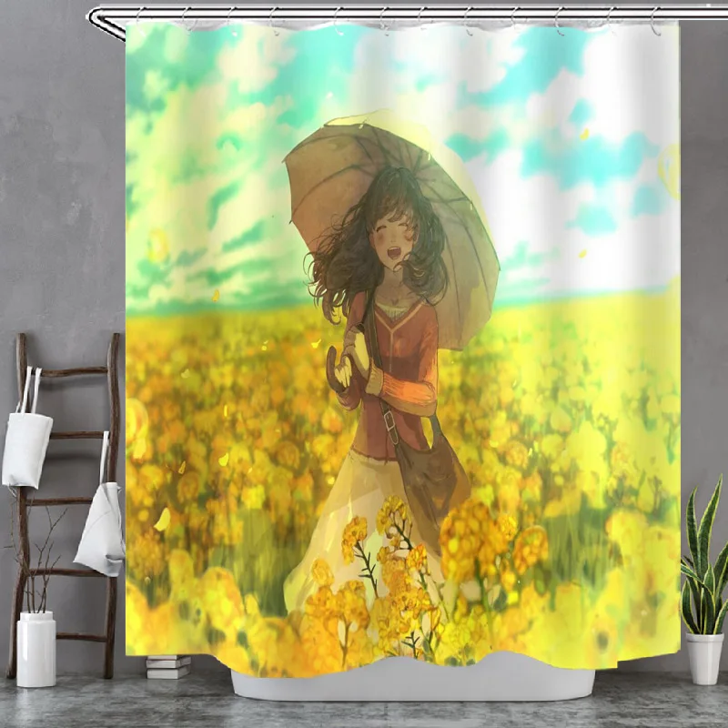 

YOMDID Landscape Rose Shower Curtain Waterproof Shower Curtain High Quality Shower Curtain Bathroom Door Curtain Gift Navidad