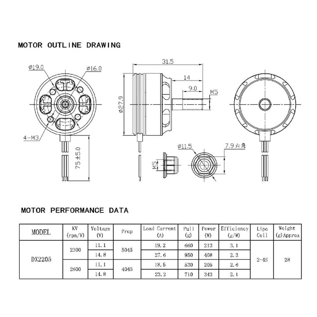 Бесщеточный мотор DX2205 2205 2300KV 2 4S CW/CCW для квадрокоптера QAV250 Wizard X220 280 RC FPV|Детали и