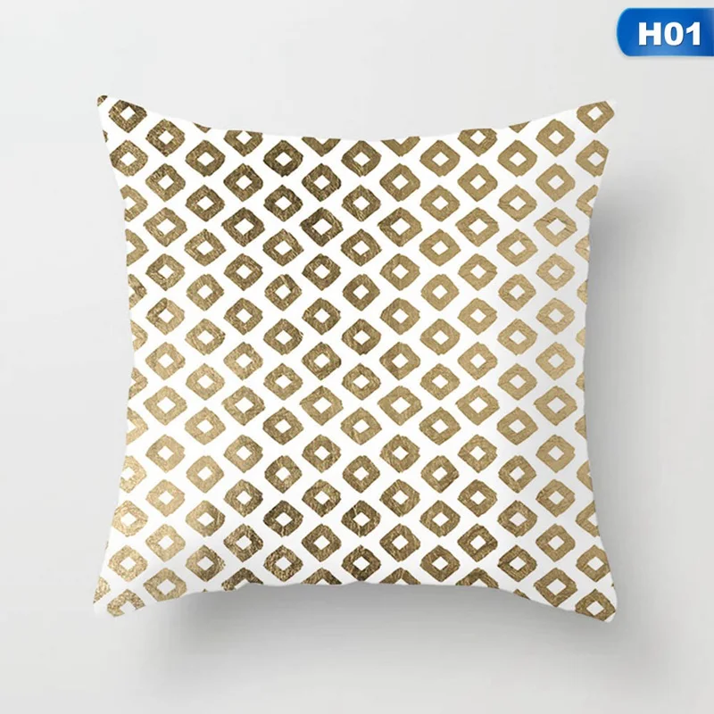 

Gold Pillow Case Creative Geometry Golden Painted Pillowcase Decorative Christmas Cushion Cover For Sofa Case Pillows