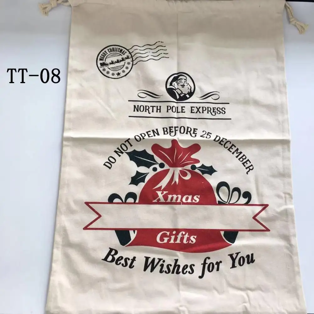 44 Styles Christmas Santa Sacks 1pc Drawstring Canvas Santa Sack Xmas Canvas Bag Hot Sale Big Santa Claus Gift Bag Drop Shipping - Цвет: 50x70 cm TT08