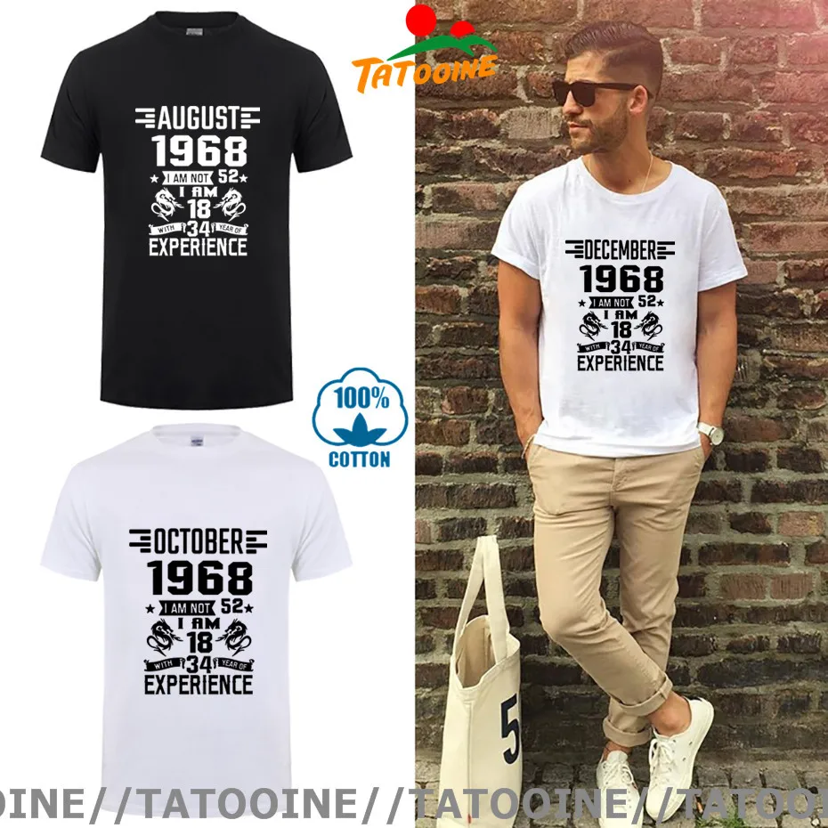 

Septemer 1968 YEARS T shirt January February March April May June July December Mens Short Sleeve T-shirt Casual Fashion Printed