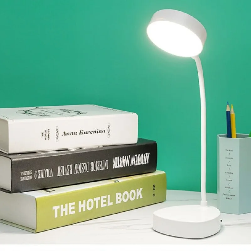 

LED Three-Speed Touch Dimming Reading Lamp USB Charging Plug-in White Warm Eye Protection Student Table Light