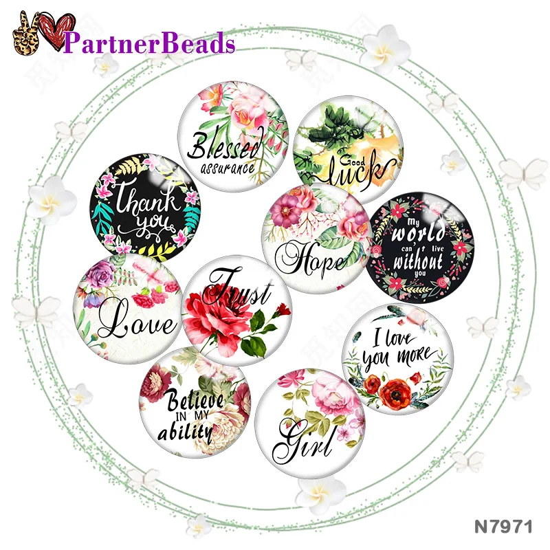 

words Flower Image printing metal DIY snap button accessories Fit bag hat Clothes shoes N7971