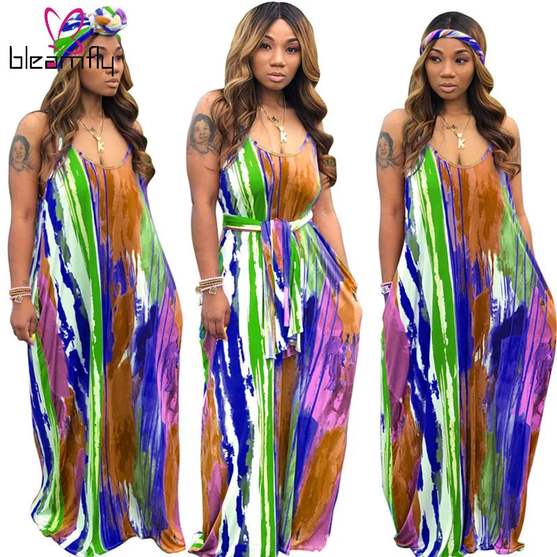 2019 женское летнее пляжное платье на бретелях с круглым вырезом и карманами