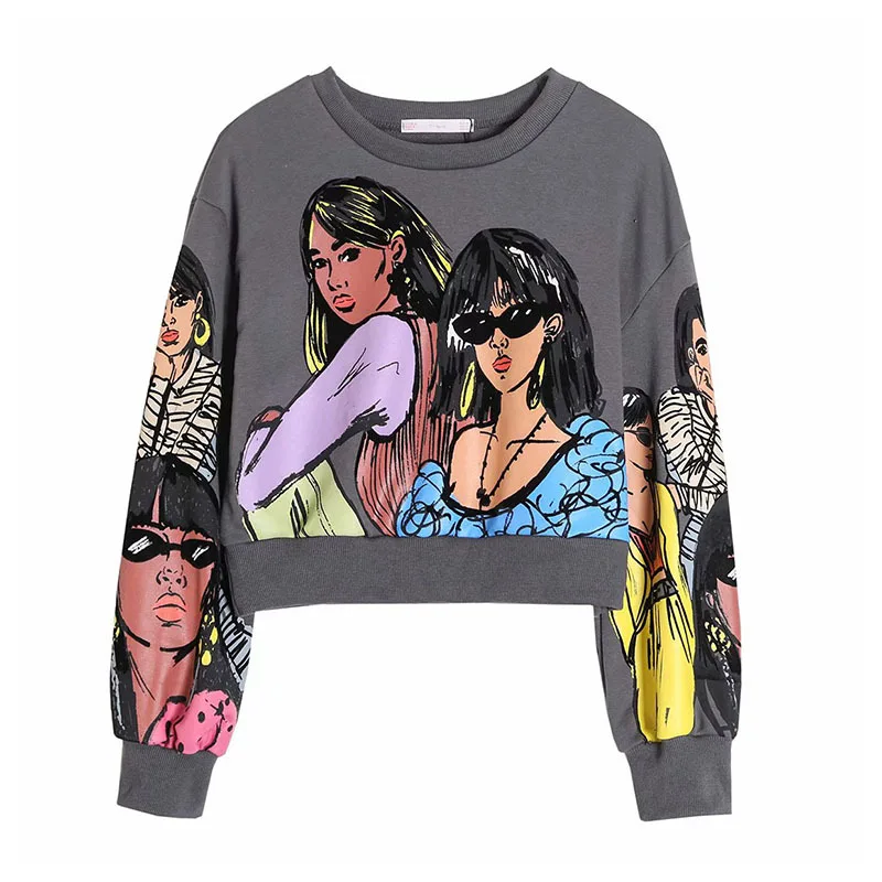 

Женский Укороченный свитшот с принтом Tangada 2021, свободные пуловеры большого размера с длинным рукавом, женские топы