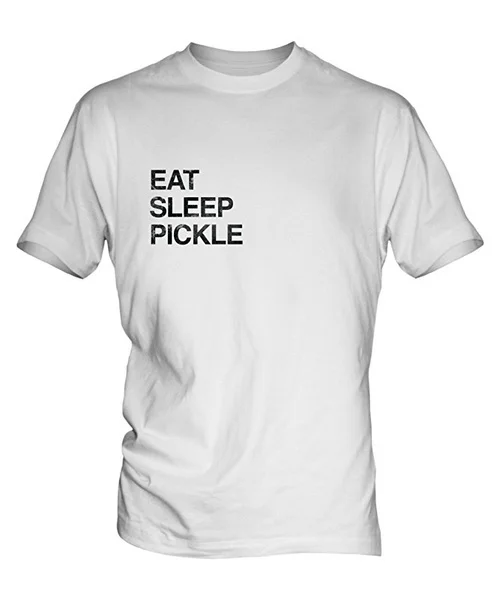 

Eat Sleep Pickle Mens White T-Shirt Top For Mens Womens Short Sleeve T Shirt Summer Cool Graphic tshirt Casual Shirt