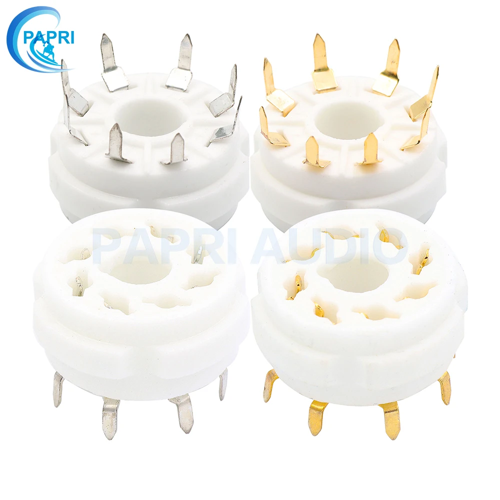 

PAPRI 10PCS Ceramic K8A Gold Plated 8Pin Vacuum Tube Socket PCB Mount Gold Octal Valve Base For KT88 EL34 274B 6SN7 6SL7 6V6 Etc