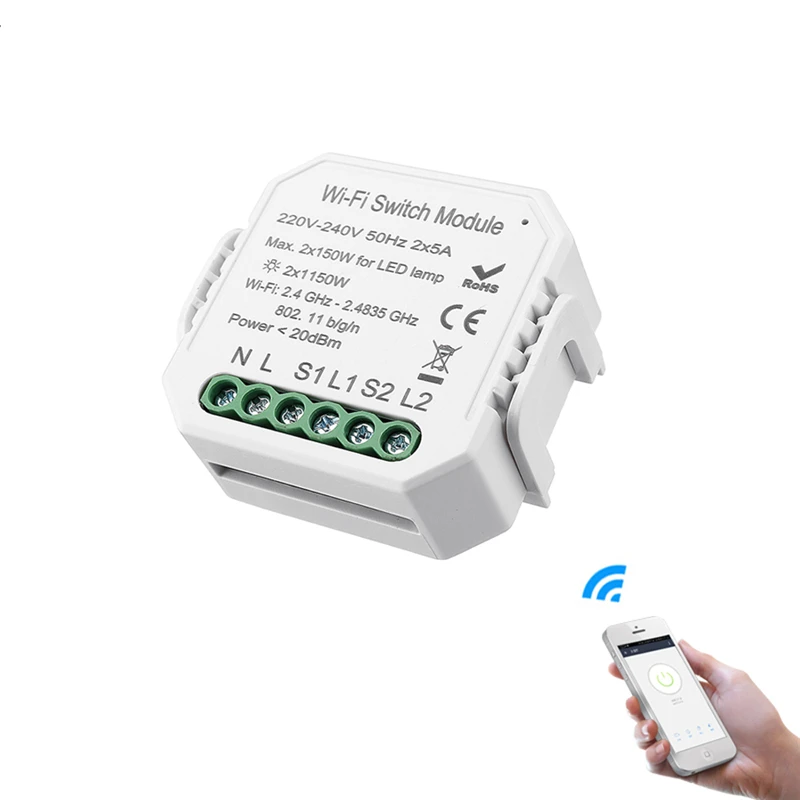 MoesHouse 2 банды 2 способ Wi-Fi дистанционный переключатель освещения Diy выключатель модуль Smart Life приложение дистанционное управление работа с Alexa Google Home