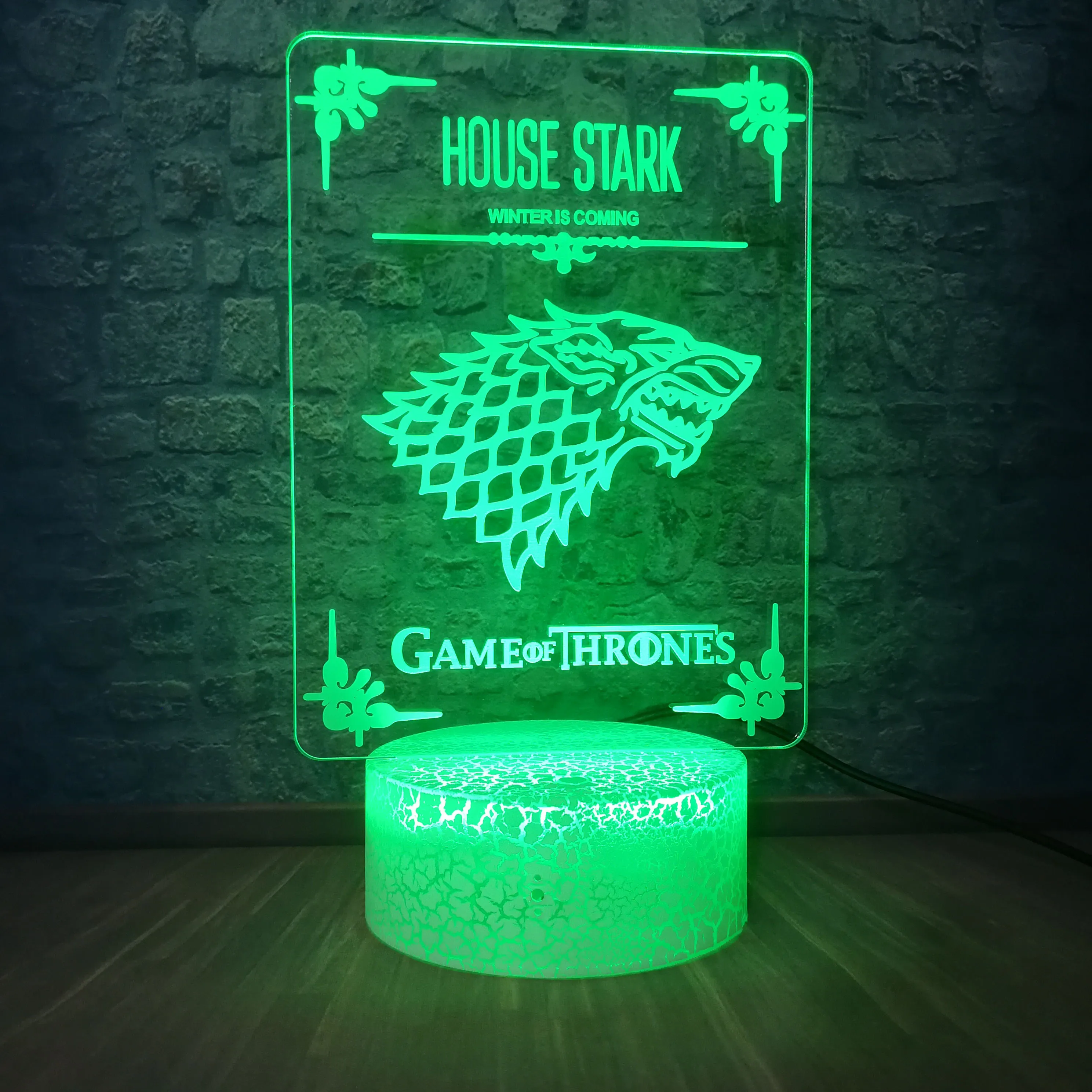 Дом Старк Игра престолов волк акриловая Иллюзия 3D светодиодный Ночник