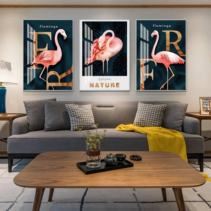 Flamingo 5D Painting Mirror surface Crystal Porcelain Painting Living room Office Painting High end art Decor Morden Art decor