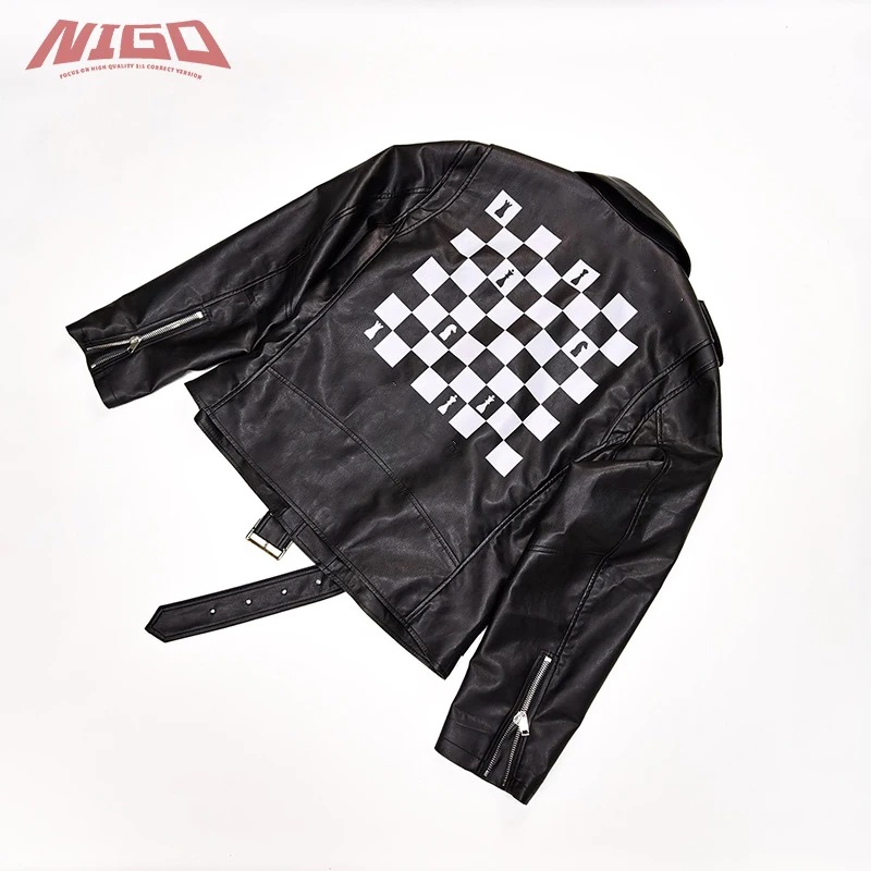 

NIGO ERD Real Genuine Leather Short Biker Jacket Coat Code@E4