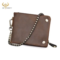 male luxury top quality leather retro gift horizontal organizer travel card holder mens wallet chain slim purse designer 1003