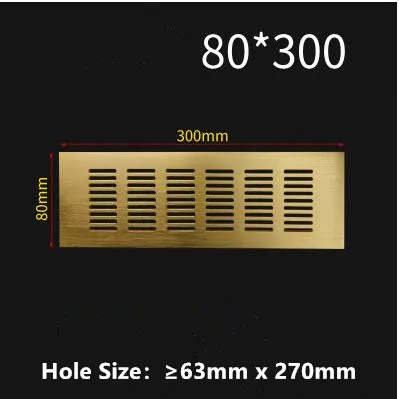 80MM X 300MM Алюминиевый сплав прямоугольная вентиляционная решетка вентиляционная крышка шкаф для обуви шкаф сетка отверстие жалюзи вентиляционное отверстие домашний декор крышка - Цвет: 80MM X 300MM