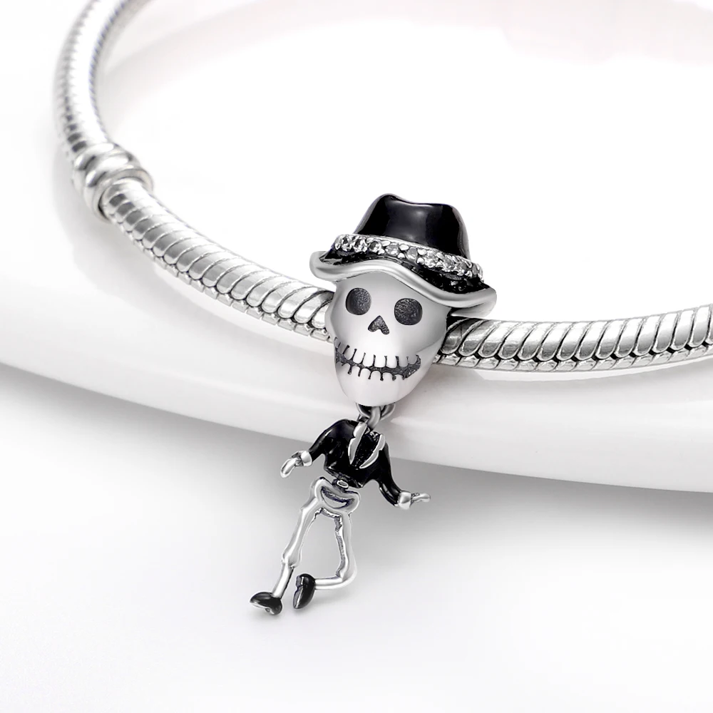 

Authentic 925Sterling Silver Bone Humanoid Beads Fit Original pandora Bracelet Bangle Women Birthday Fashion Jewelry Gift