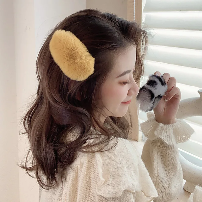 

38 Styles Solid Leopard Print Artificial Plush Hair Clip All Match Daily Life Party Travel Weddings Birthday Dinners Gift