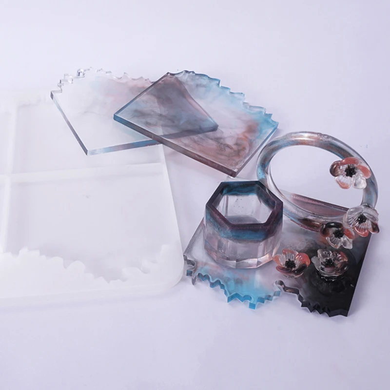 Форма для подставки из смолы Асимметричная силиконовая форма изготовления