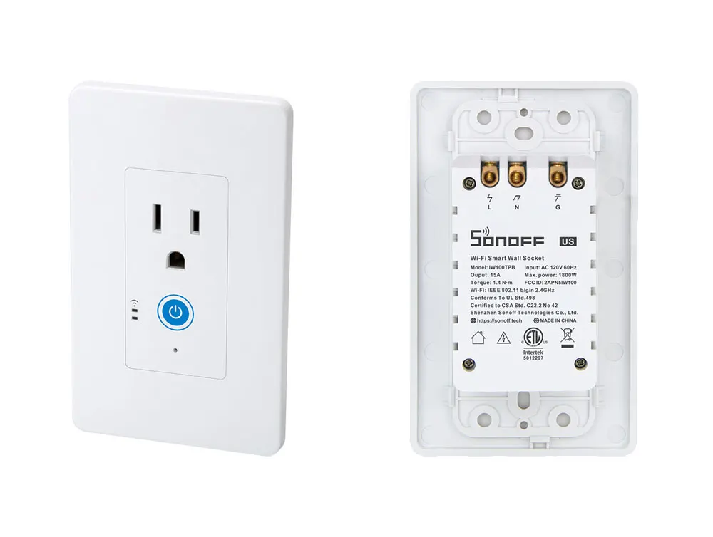 SONOFF IW100 US Wi-Fi розетка разъем 15A 1800 Вт умный контроль мощности настенный выключатель приложение голосовой LAN пульт дистанционного управления работает с Alexa