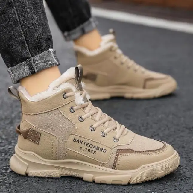 Мужские зимние ботинки с бархатной подкладкой и высоким берцем