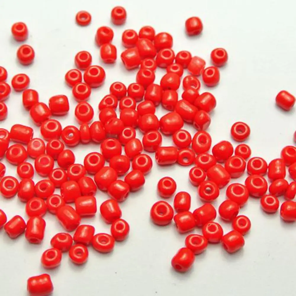 

800 Red Opaque Glass Seed Beads Rondelle 4mm (6/0)