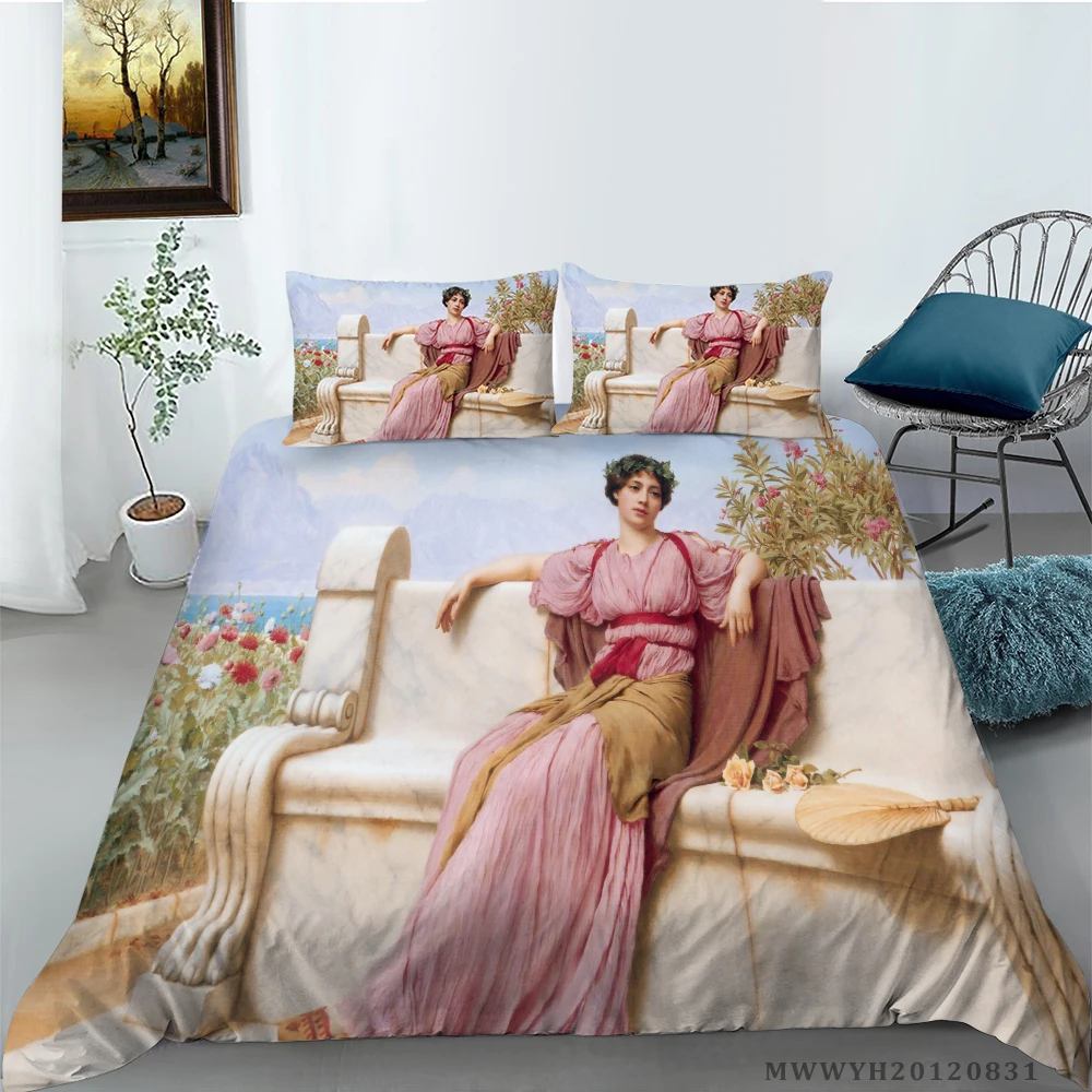 Горячая Распродажа картина маслом долина пейзаж печать Комплект постельного