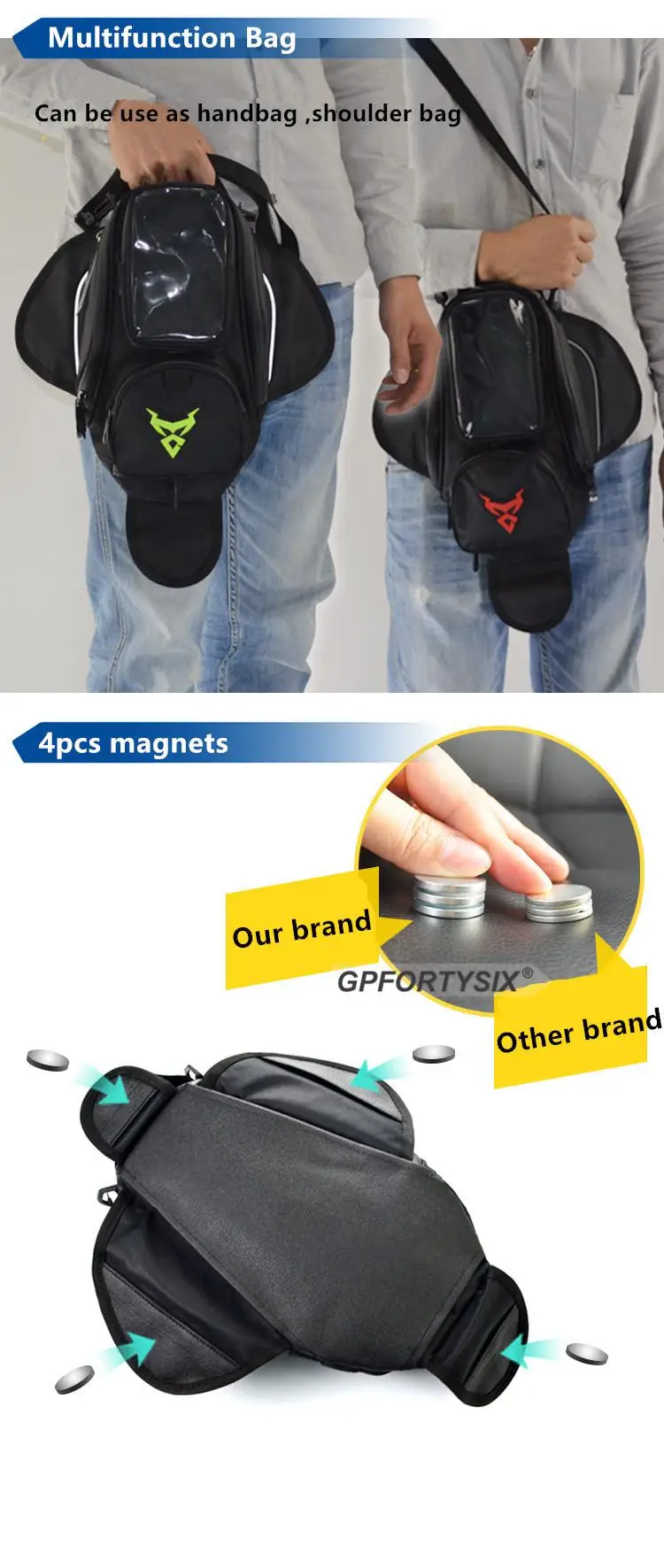 4 цвета большой экран Магнитная мотоциклетная сумка без ручки масляный топливный