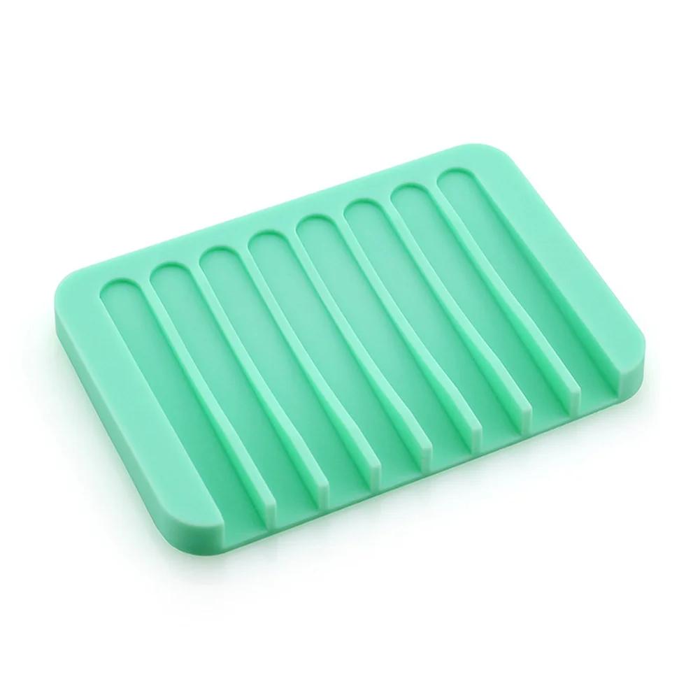 

Reusable Drain Soap Dish Eco-friendly Soft Silicone Bathroom Plate Holder Tray Storage Case soap Rack Hot Sale