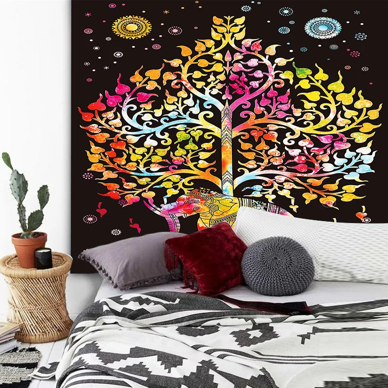 Цветной гобелен с животными домашний принт слон искусство эстетика современный