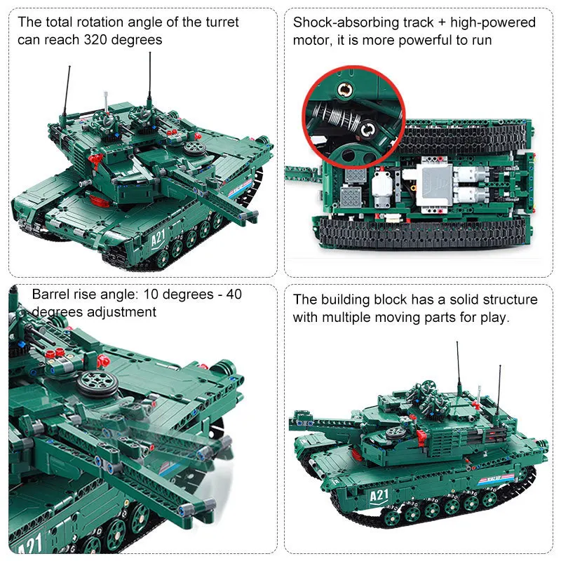 Cada Technic Tank 1498CPS RC военная модель M1A2 строительные блоки кирпичные игрушки
