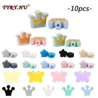 tyry hu 10pclot mini star silicone loose beads butterfly shape for pacifier clips diy cute teething toys silicone baby teether