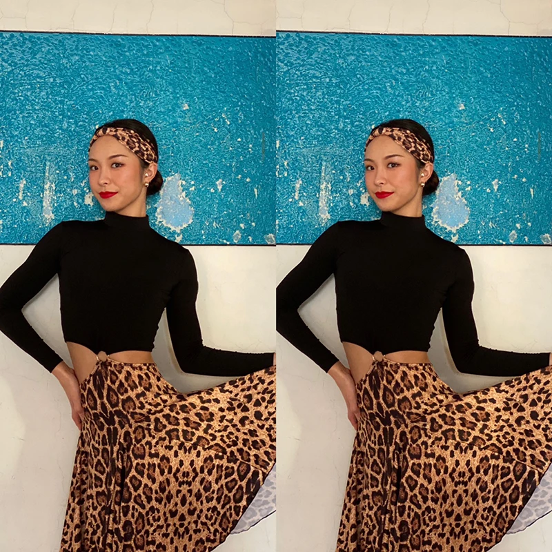 New Latin Dance Dress Women Practice Dancewear Leopard Salsa Rumba Modern Costumes Clothes DQS6458 | Тематическая одежда и