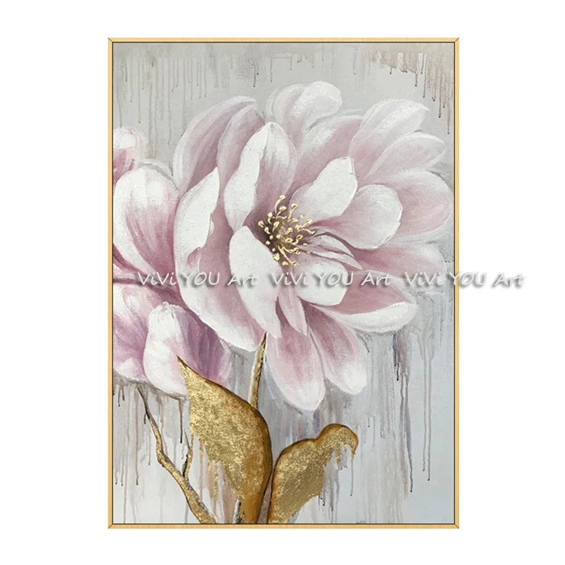 Большой Современный домашний декор картина для стен ручная роспись золотой