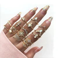 new bohemian style ring 17 sets of set rings ornament whole sale womens rings wholesale stainless steel ring